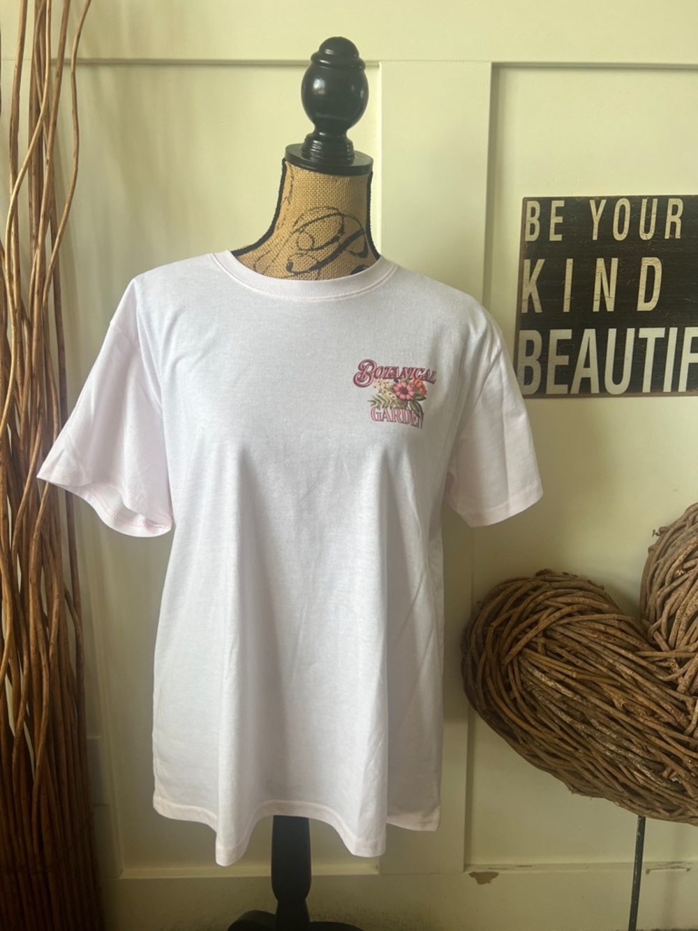 Modern Lux Pink Tee with Botanical Garden Graphic